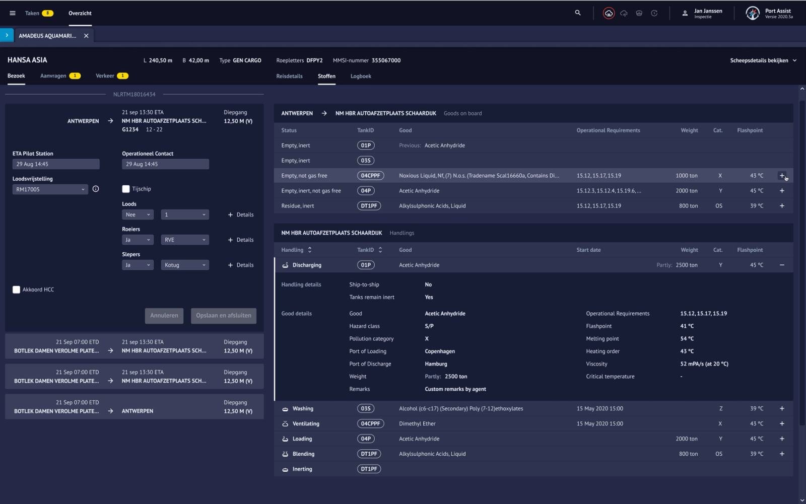 Per vessel requests, details and cargo can be viewed 👀