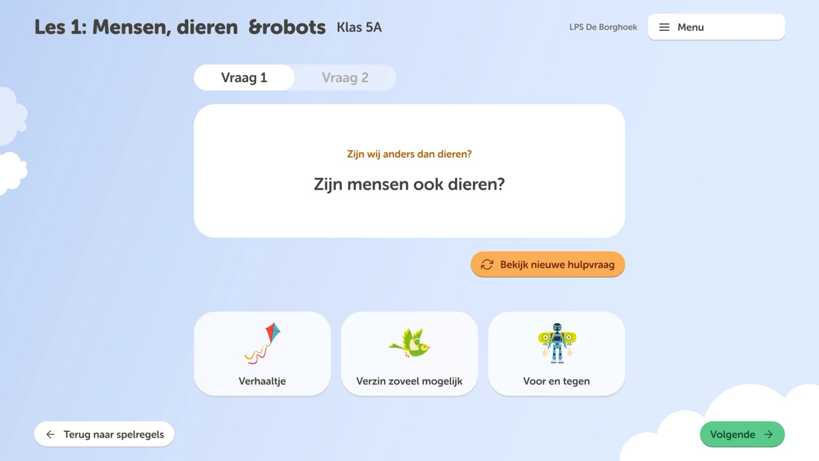 Screenshot van de debatfunctionaliteit