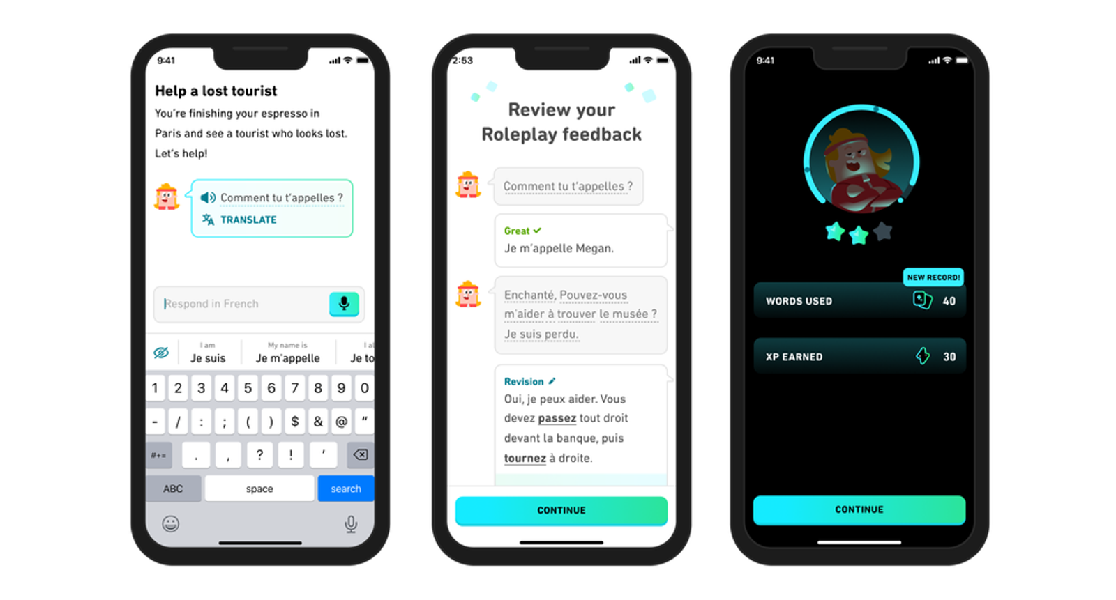 Duolingo Roleplay screen