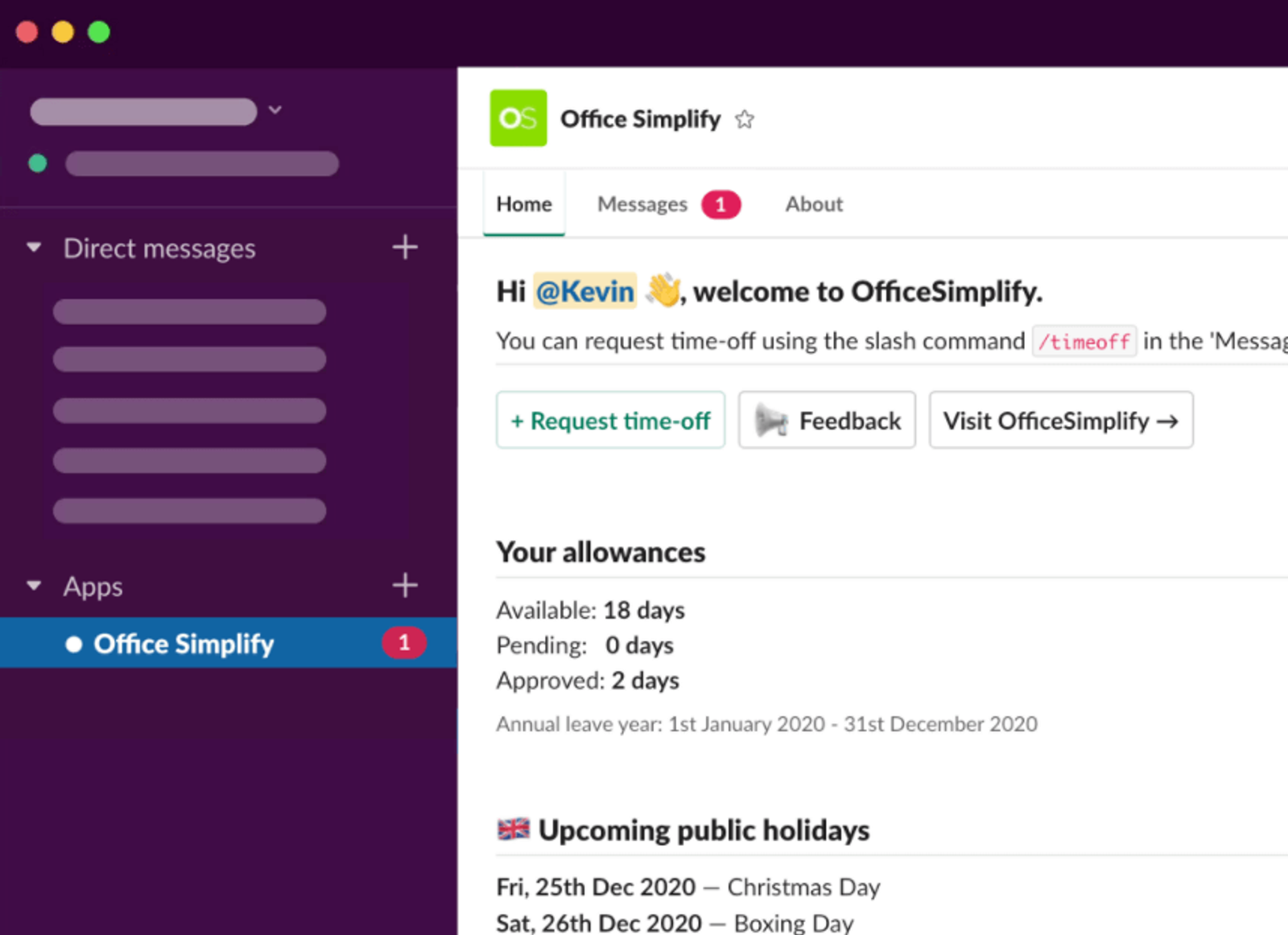 Chatbot AI Office Simplify in Slack