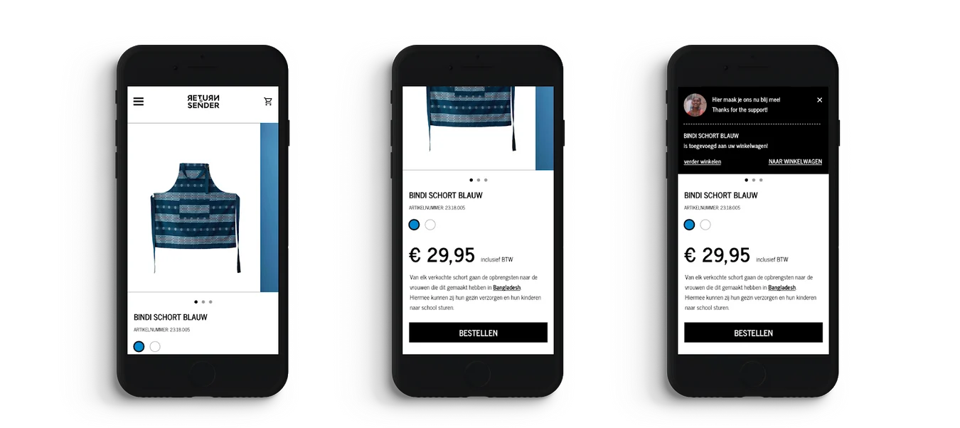 High-fidelity prototype voor het ontwerp van een webshop.