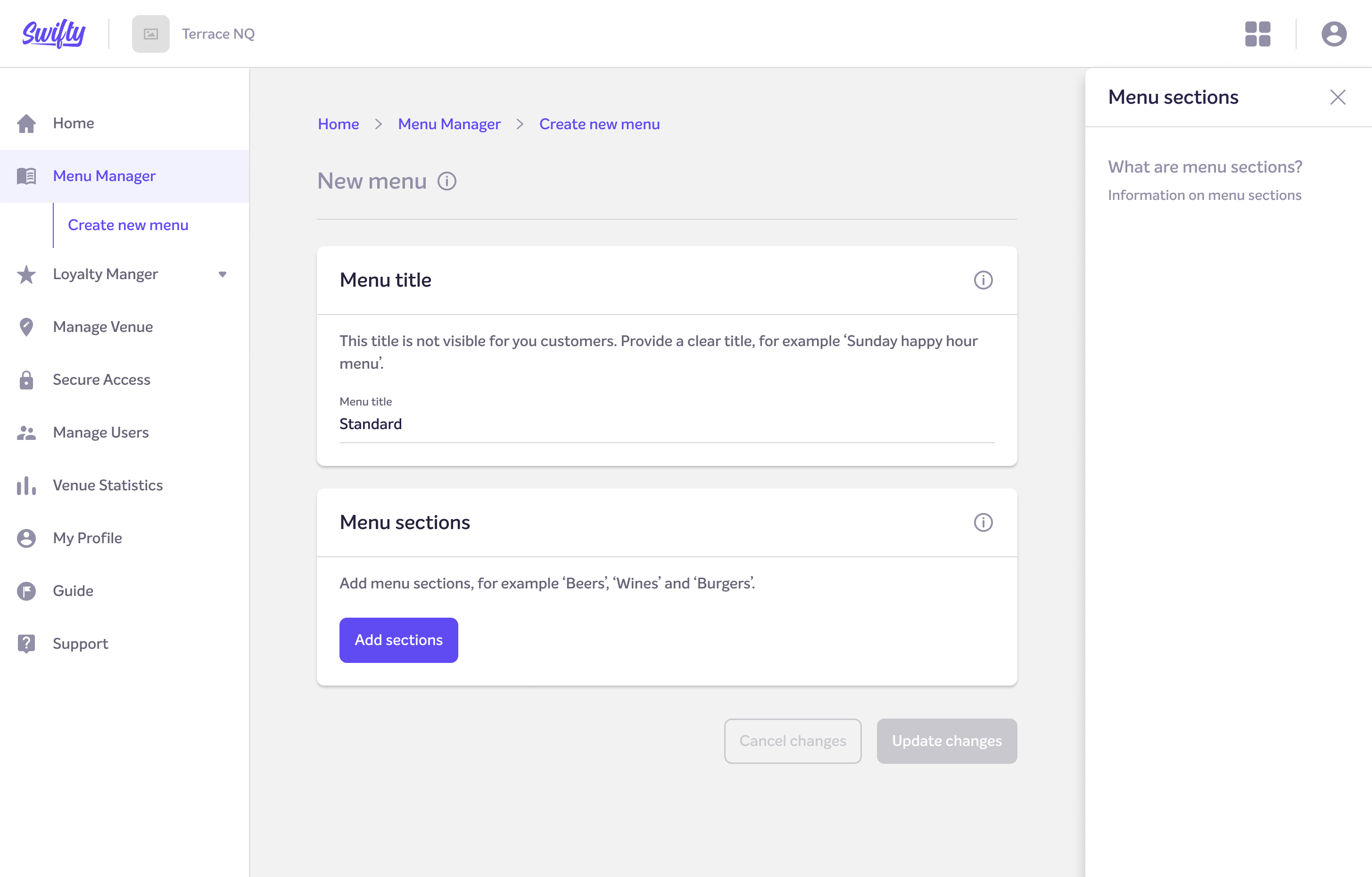 Het creëeren van een menu