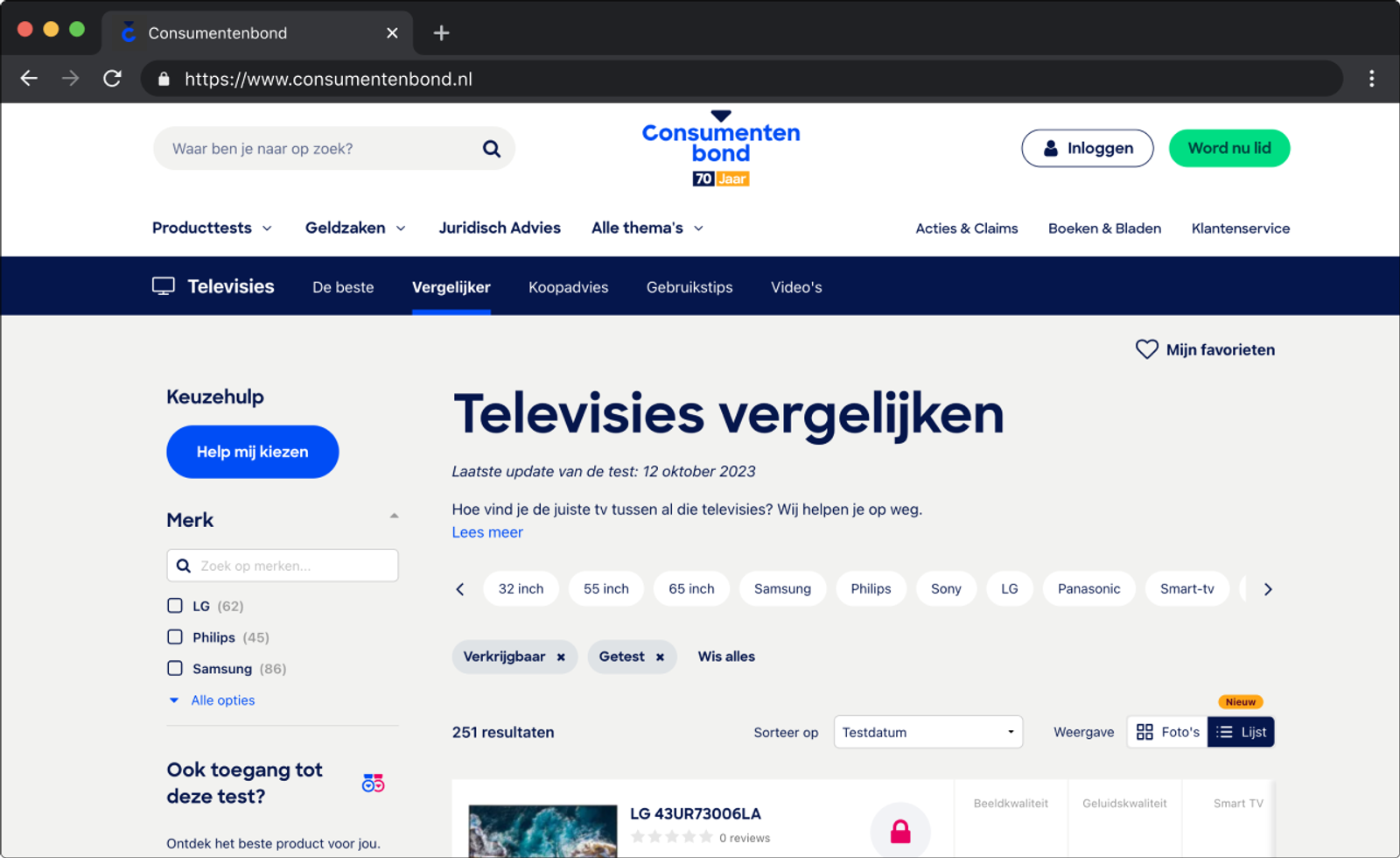 De Consumentenbond Productvergelijker