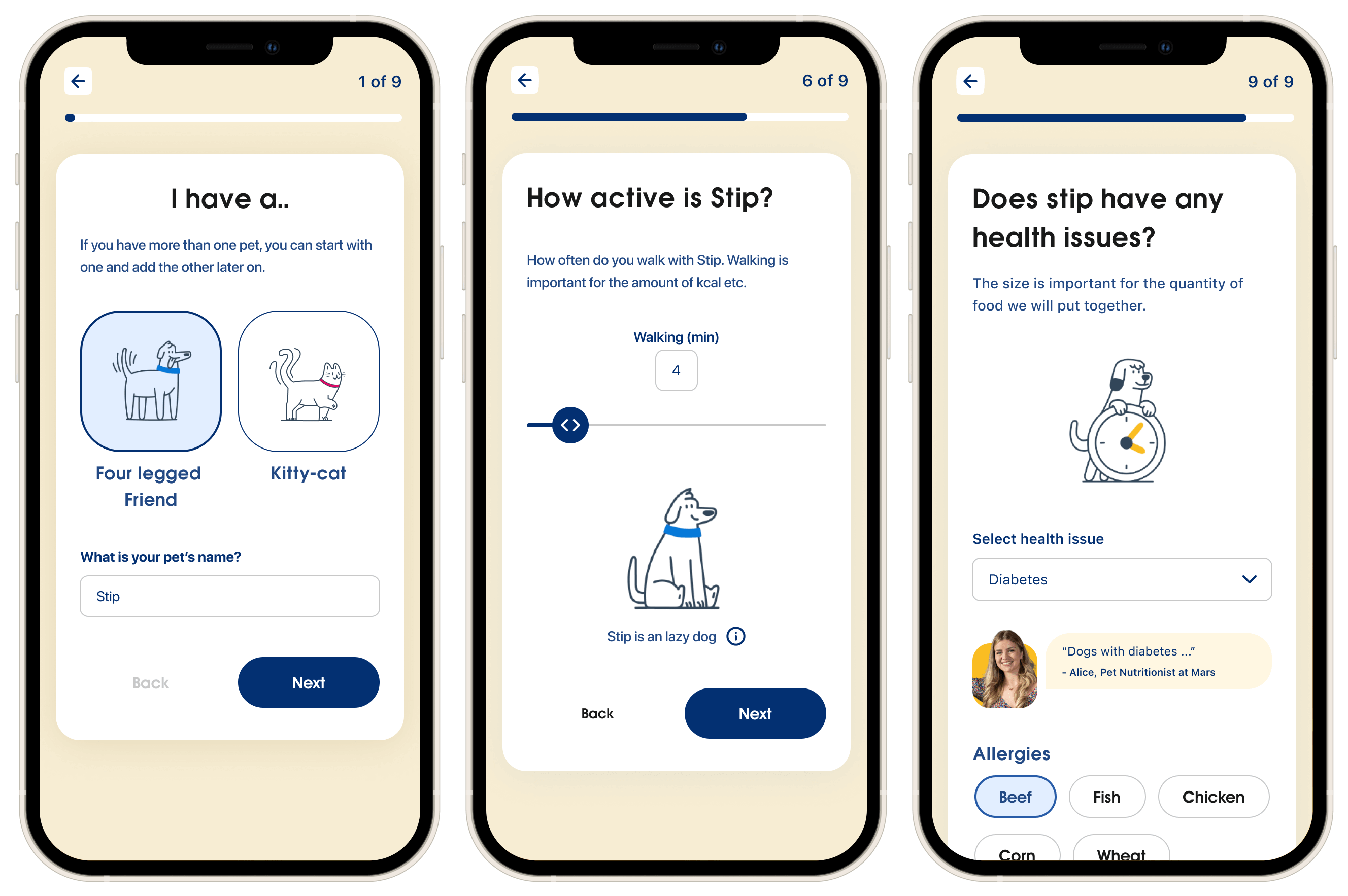 Ontwerpen van de my perfect fit app op mobiel
