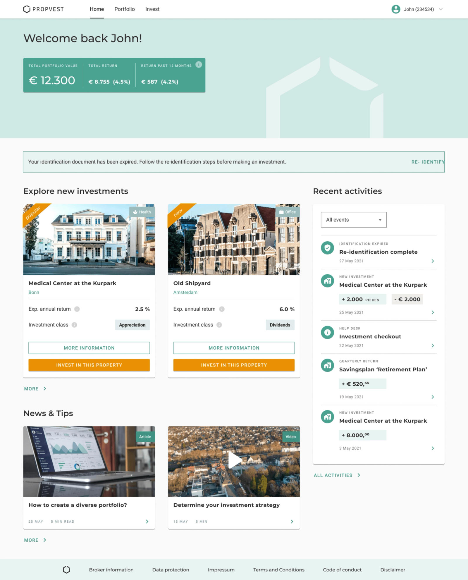 propvest portfolio pagina