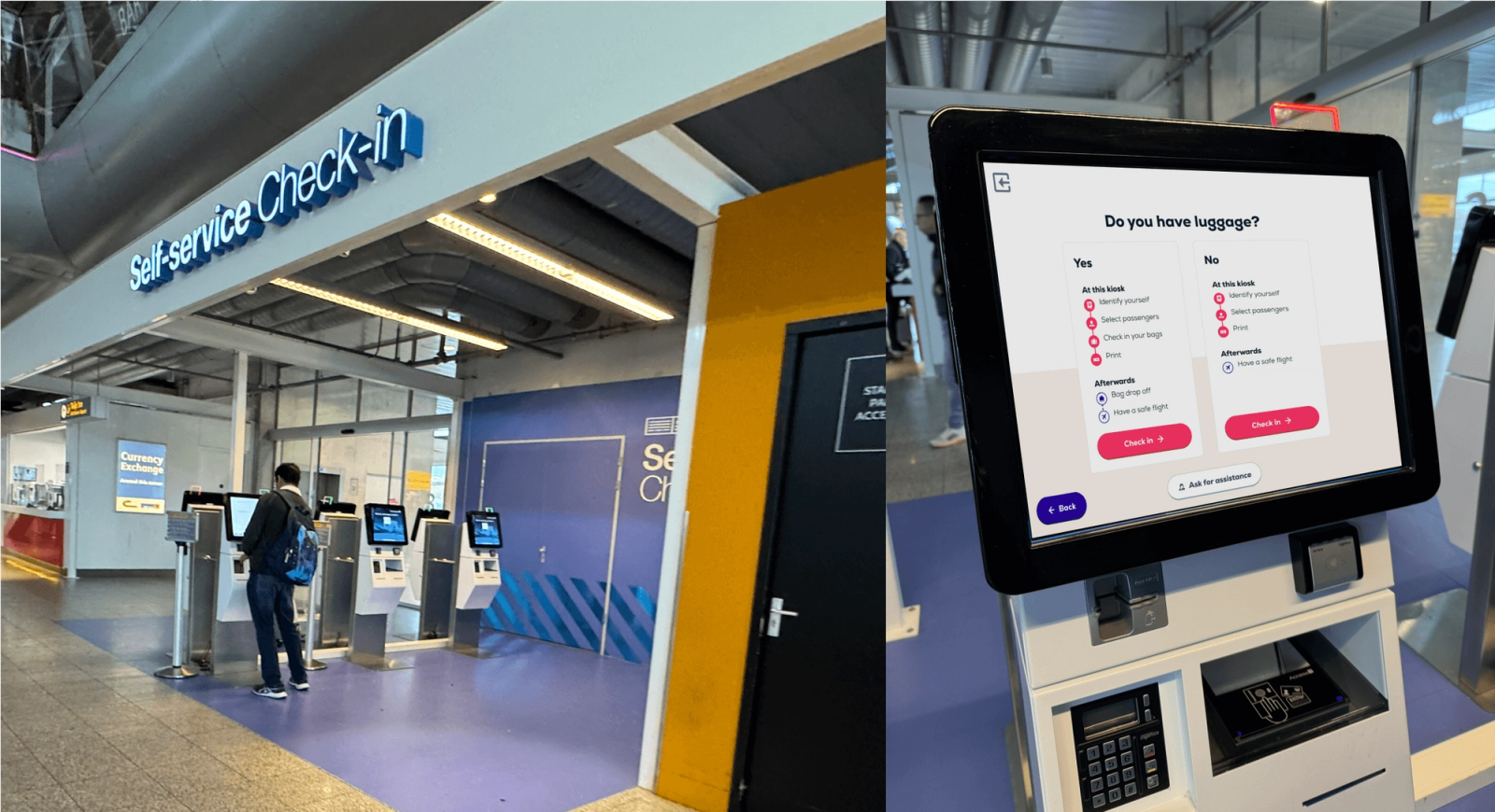 Photos of the kiosk at the airport