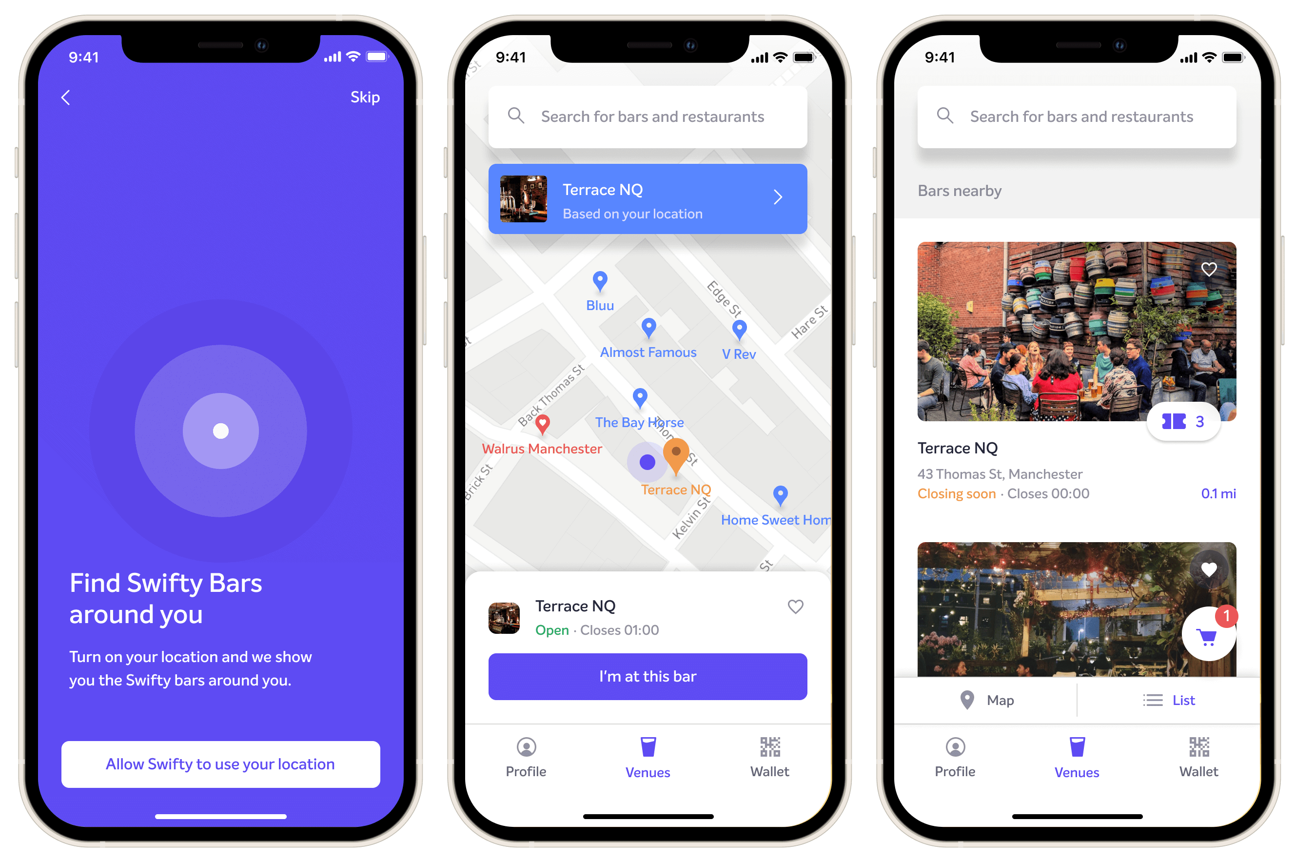 Inloggen en bars vinden