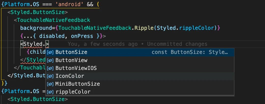Styled components in de code editor.
