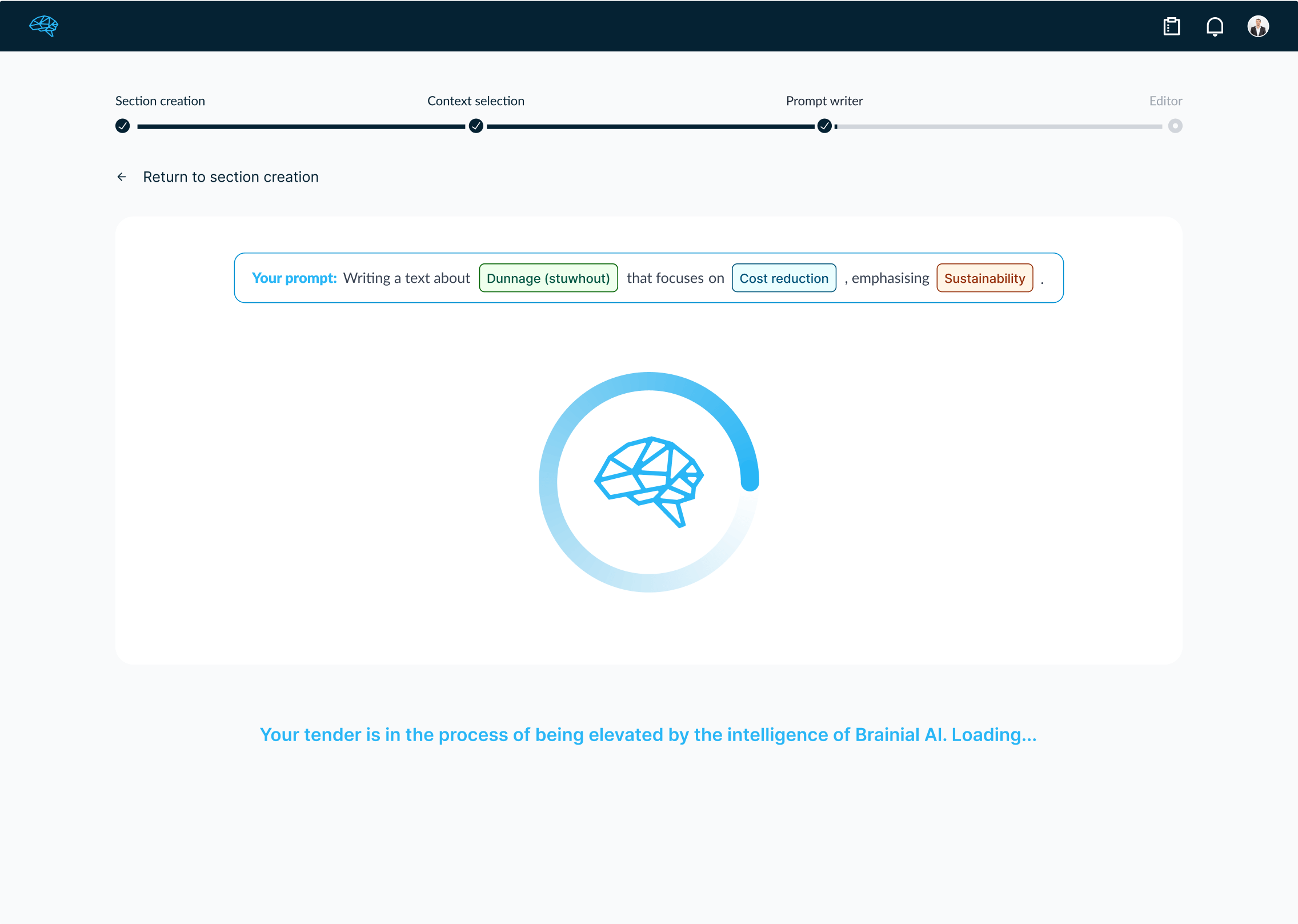 loader screen in an interface