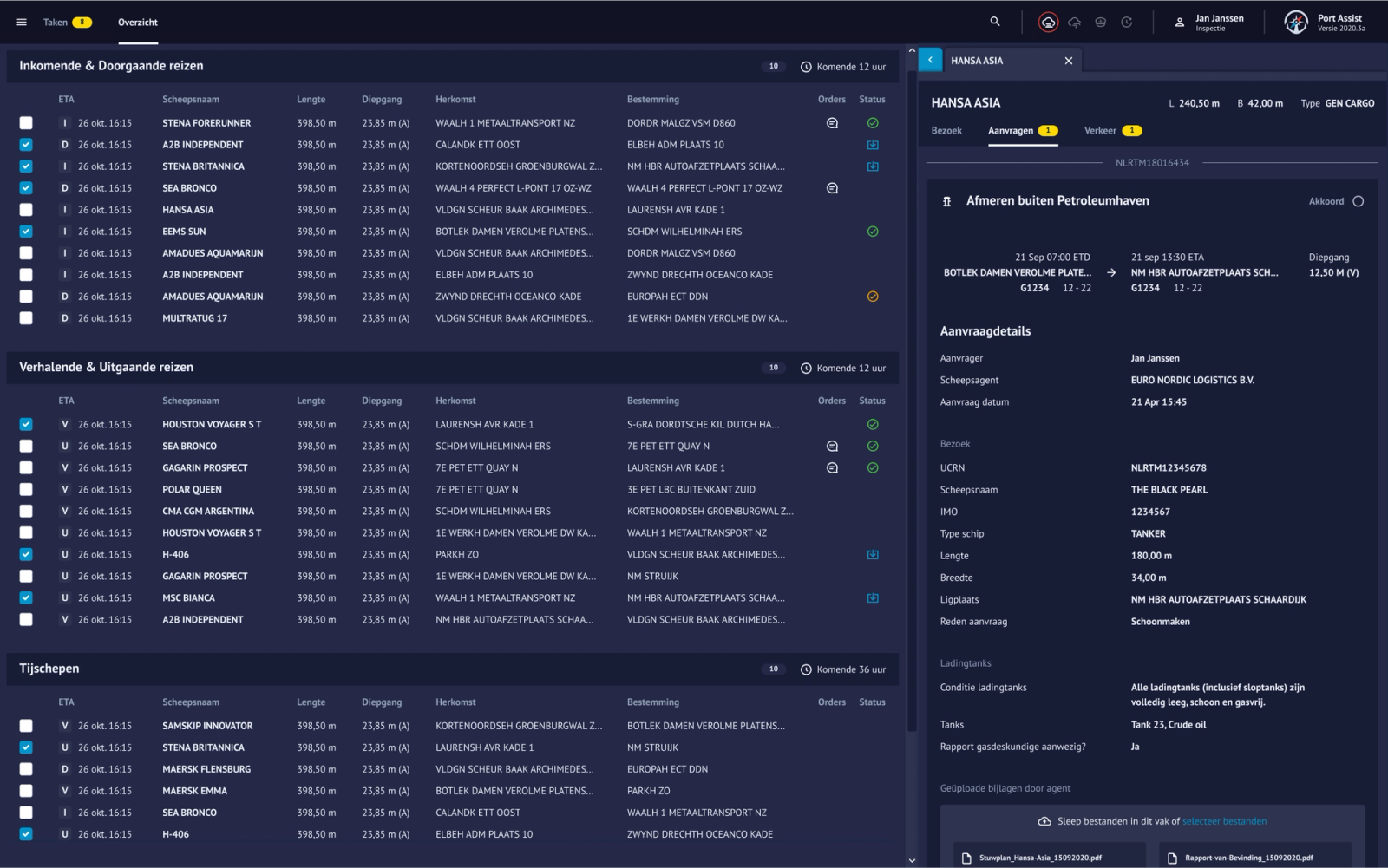 De hoofdinterface van Port Assist