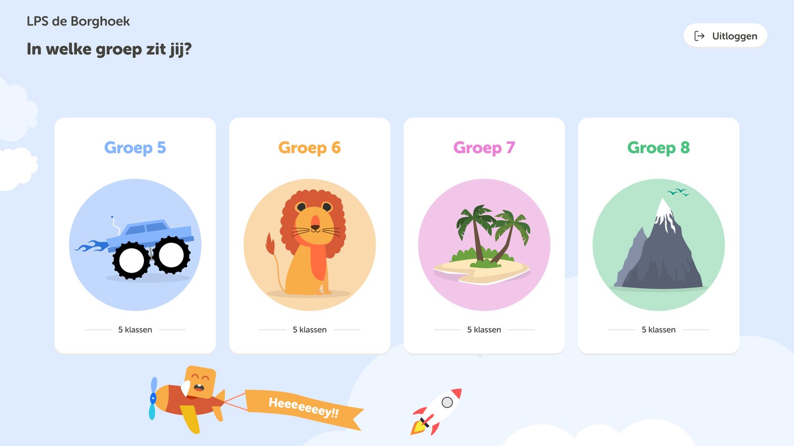 Screenshot van het klassenoverzicht