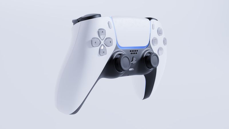 a video game controller flying through the air