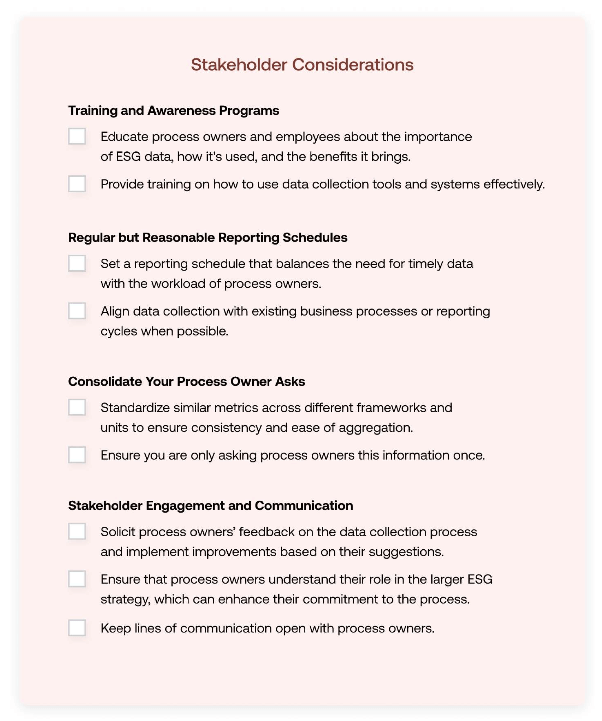 ESG Data Management Checklist Stakeholder Considerations