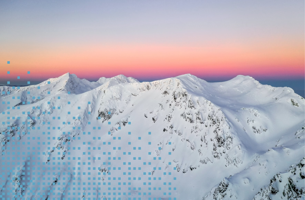 Snowy mountain at sunrise