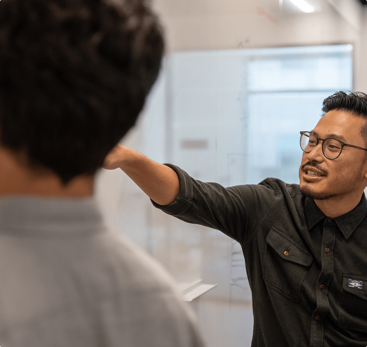 employees and whiteboard