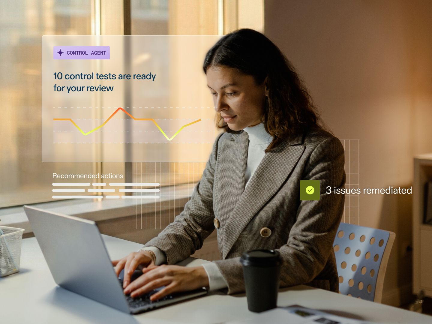 Woman working at desk with exploring Optro platform