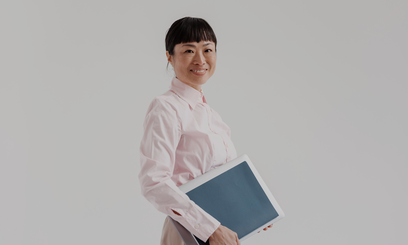 Woman holding folders