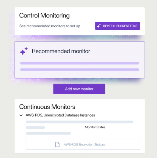Optro dashboards shows control and continuous monitoring options.