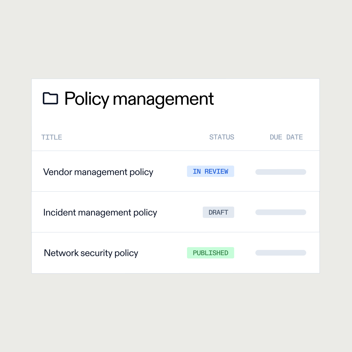 Streamline policy management, vendor risk tracking, and internal audits with powerful automations and clear division of duties.