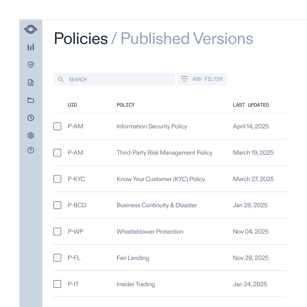 Centralize policy and issues management