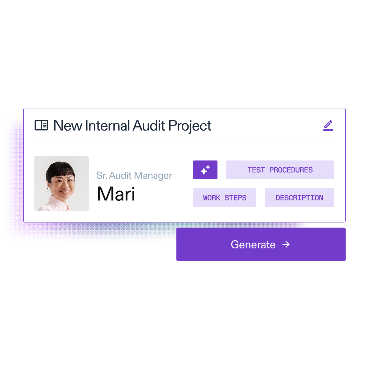 AuditBoard AI automatically generating audit test procedures, work steps, and descriptions