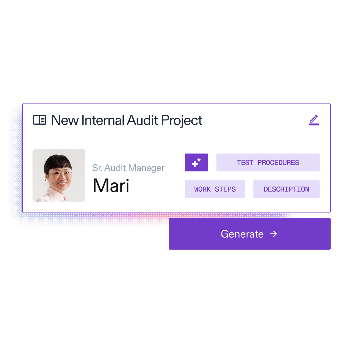 AuditBoard AI automatically generating audit test procedures, work steps, and descriptions