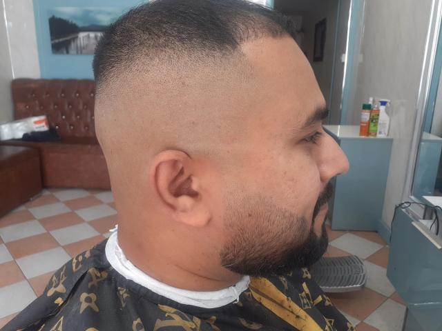 Fade and beard, side profile