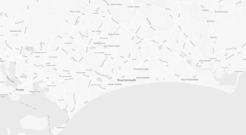 greyscale bournemouth poole and christchurch map