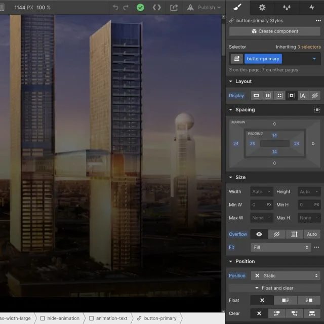 Webflow Designer interface.