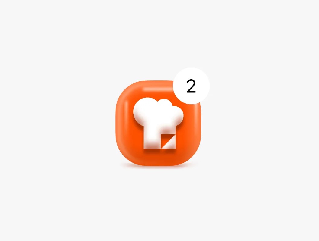 Chefslist app icon with notification badge — new feature shipped on a live Webflow product.