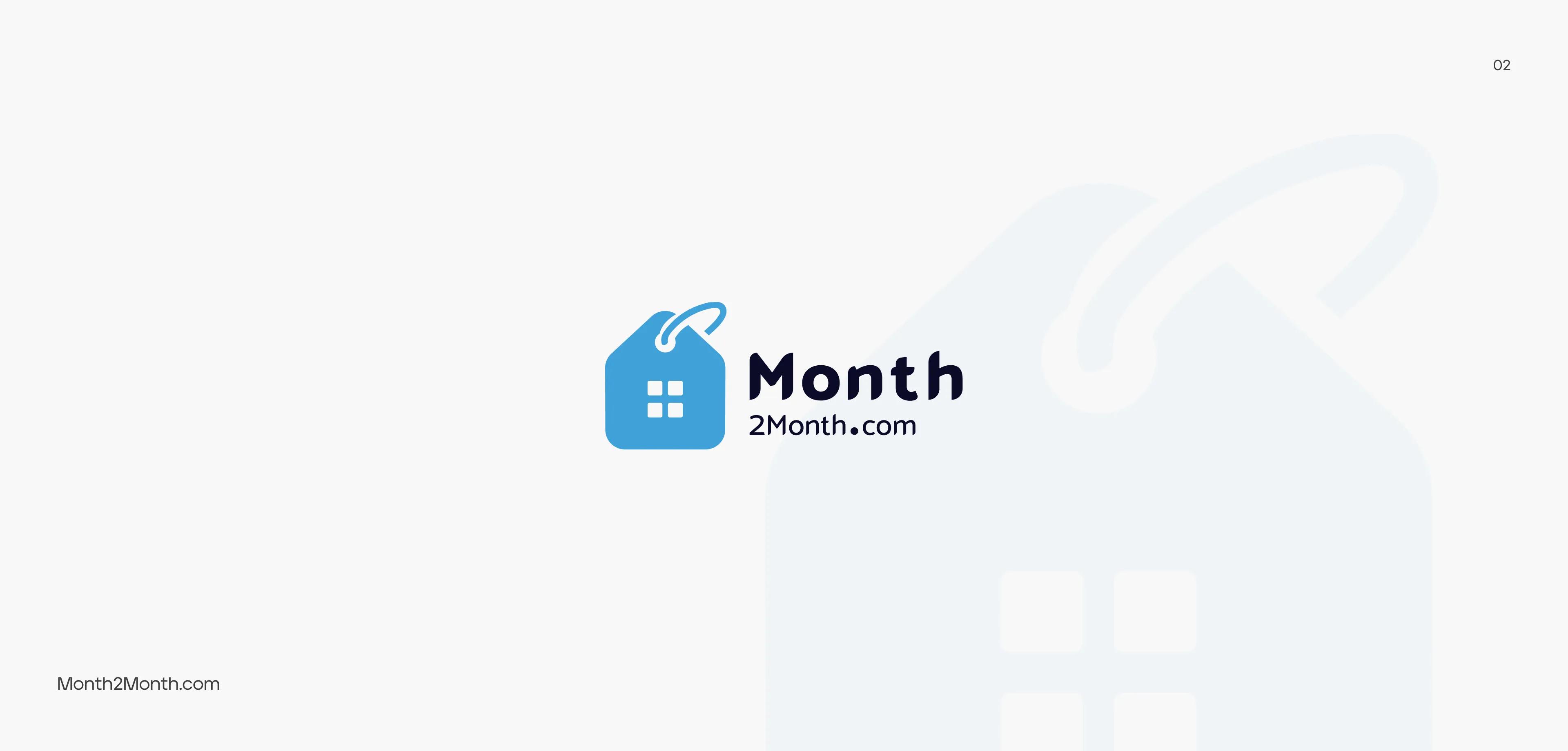 Month2Month.com logo: blue house-shaped price tag icon with wordmark