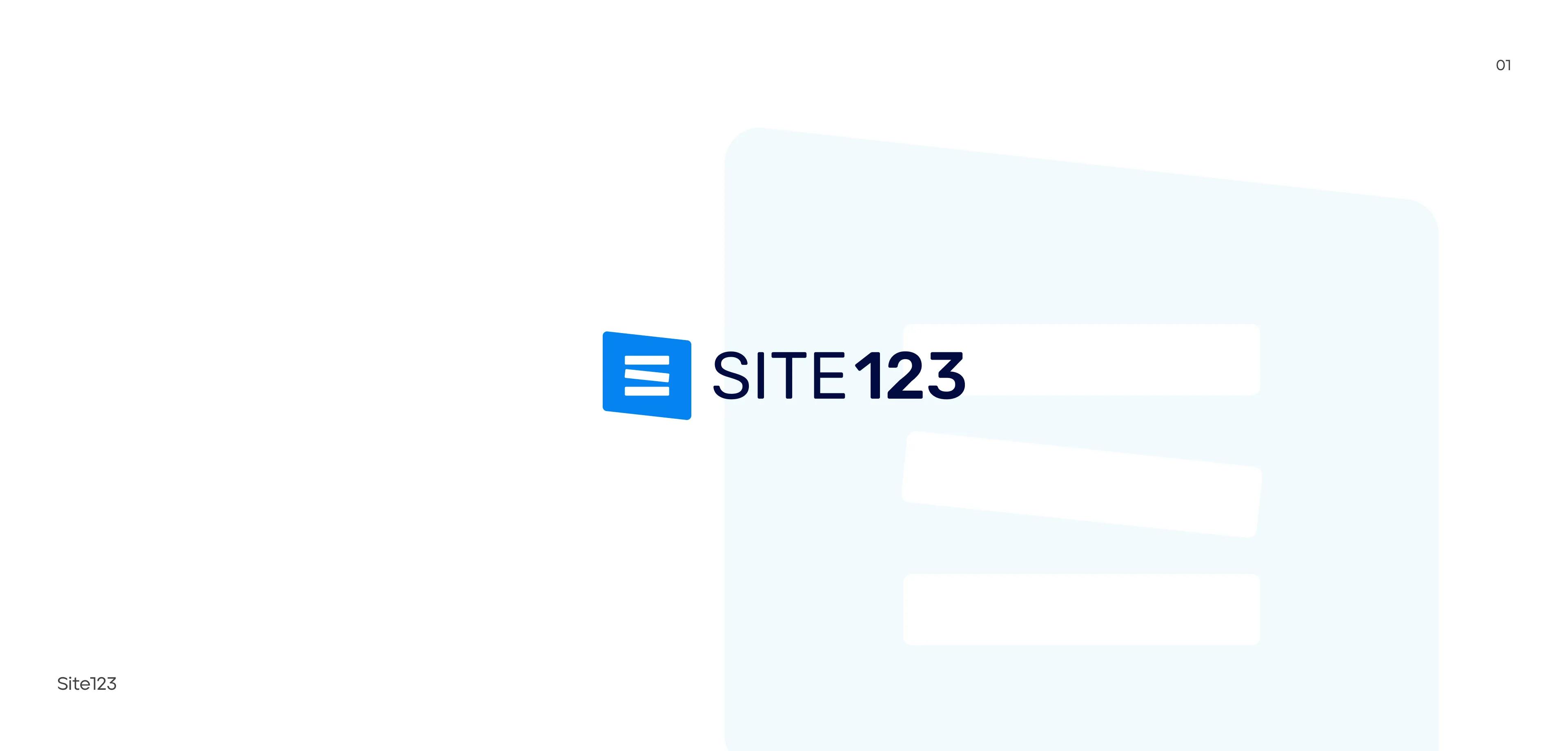 Site123 logo: blue stacked-lines icon beside the SITE123 wordmark
