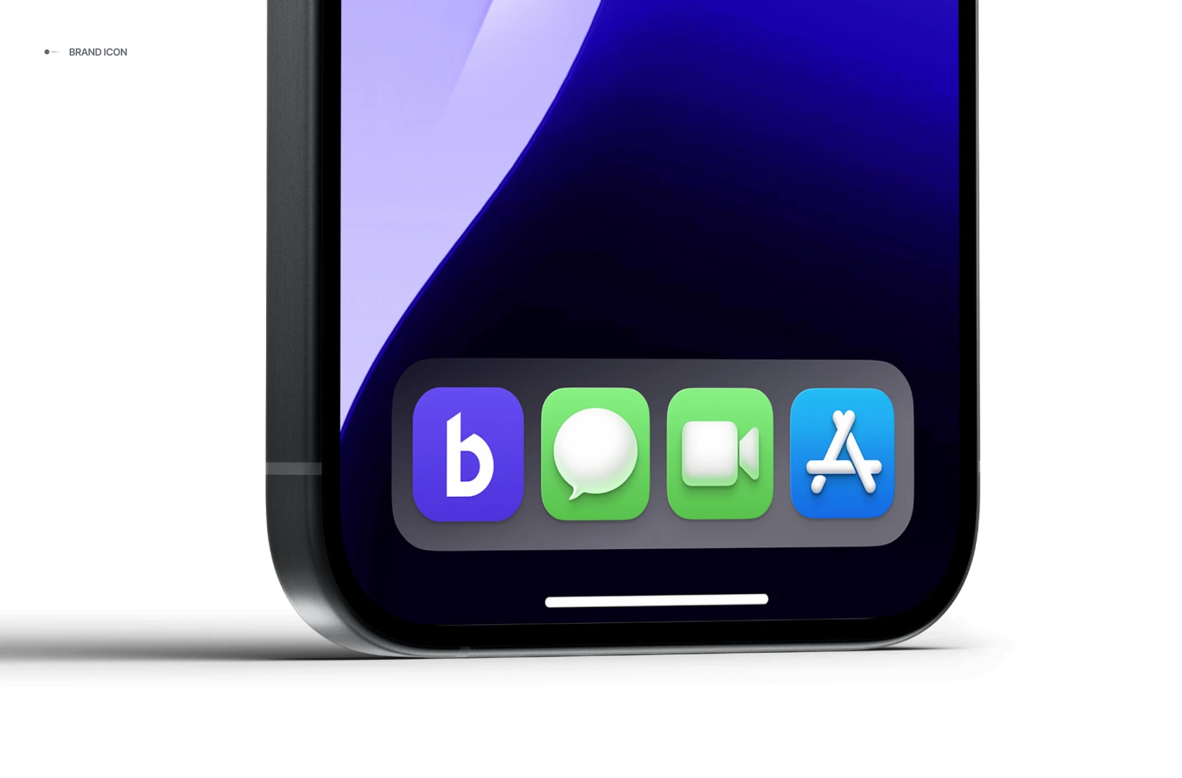 Basesite violet "b" app icon in an iPhone dock
