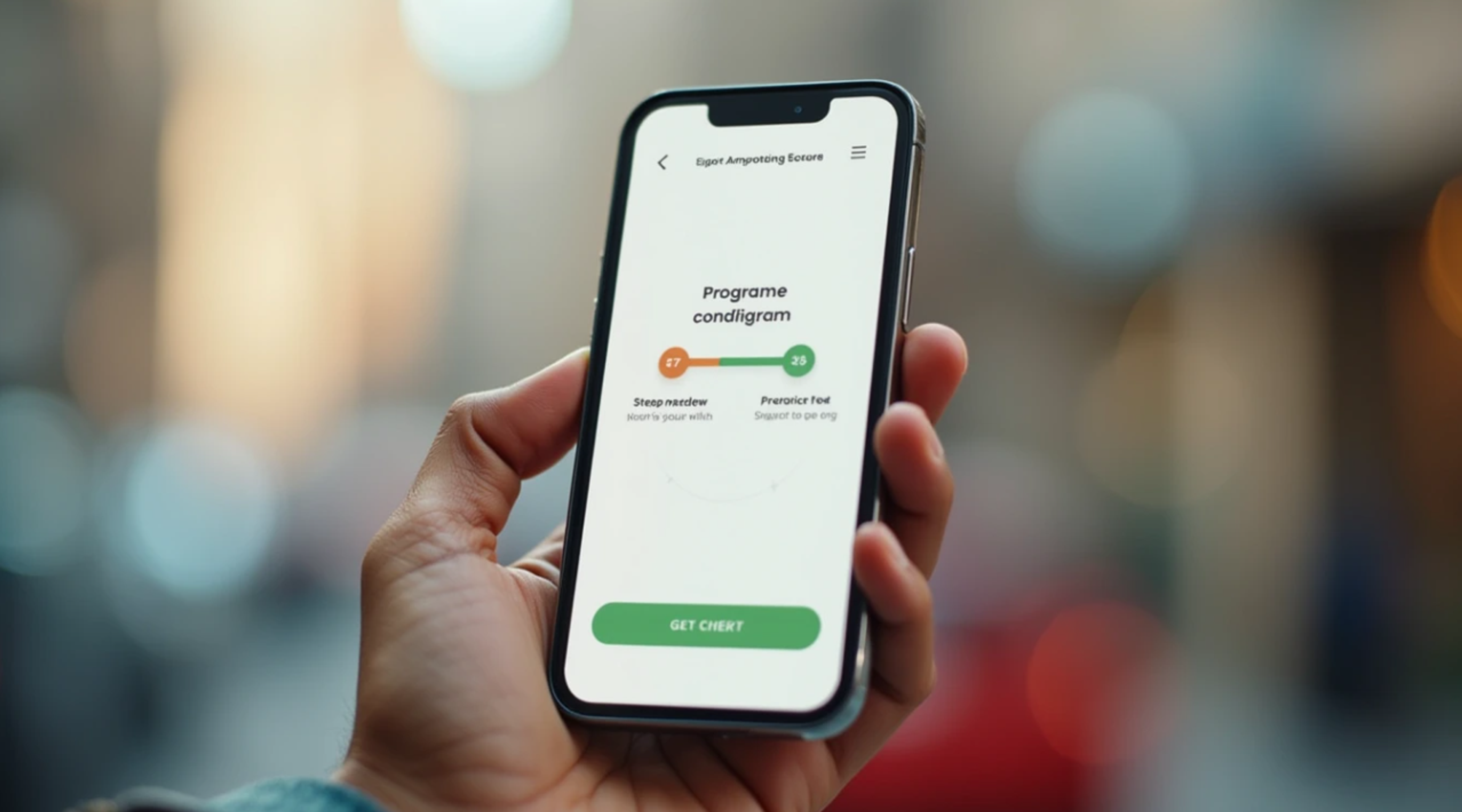 Phone app onboarding screen with a progress bar and a green call-to-action