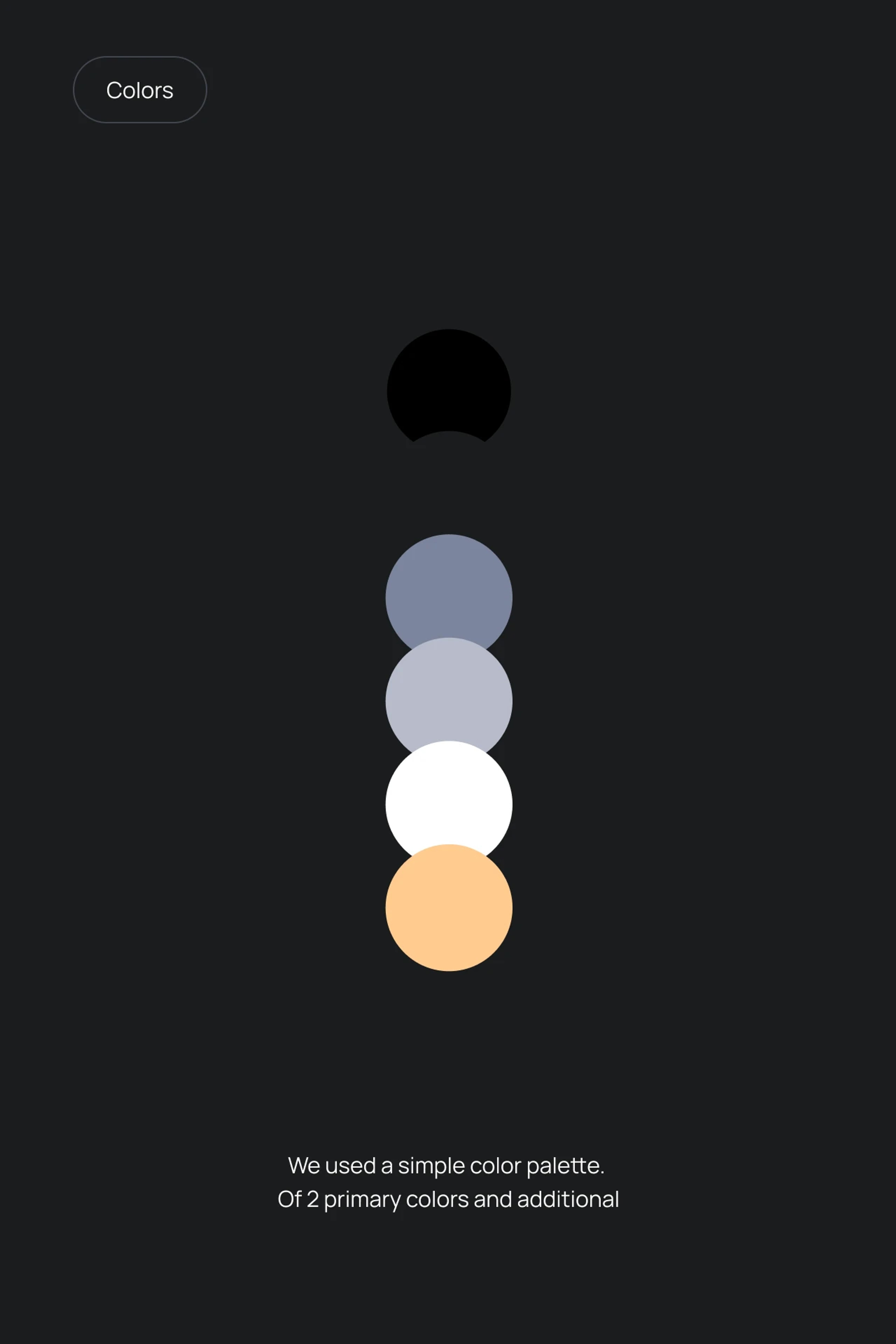 Refined Luxury color palette: black, slate, light gray, white and soft orange