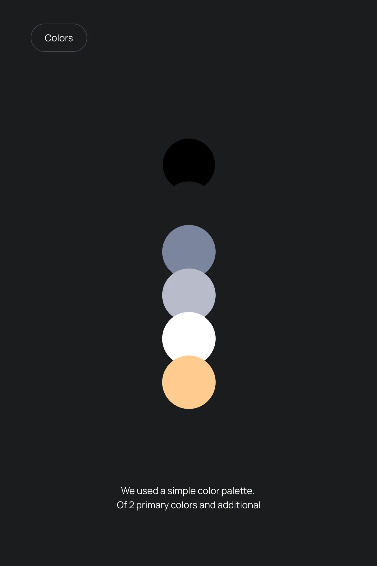 Refined Luxury color palette: black, slate, light gray, white and soft orange