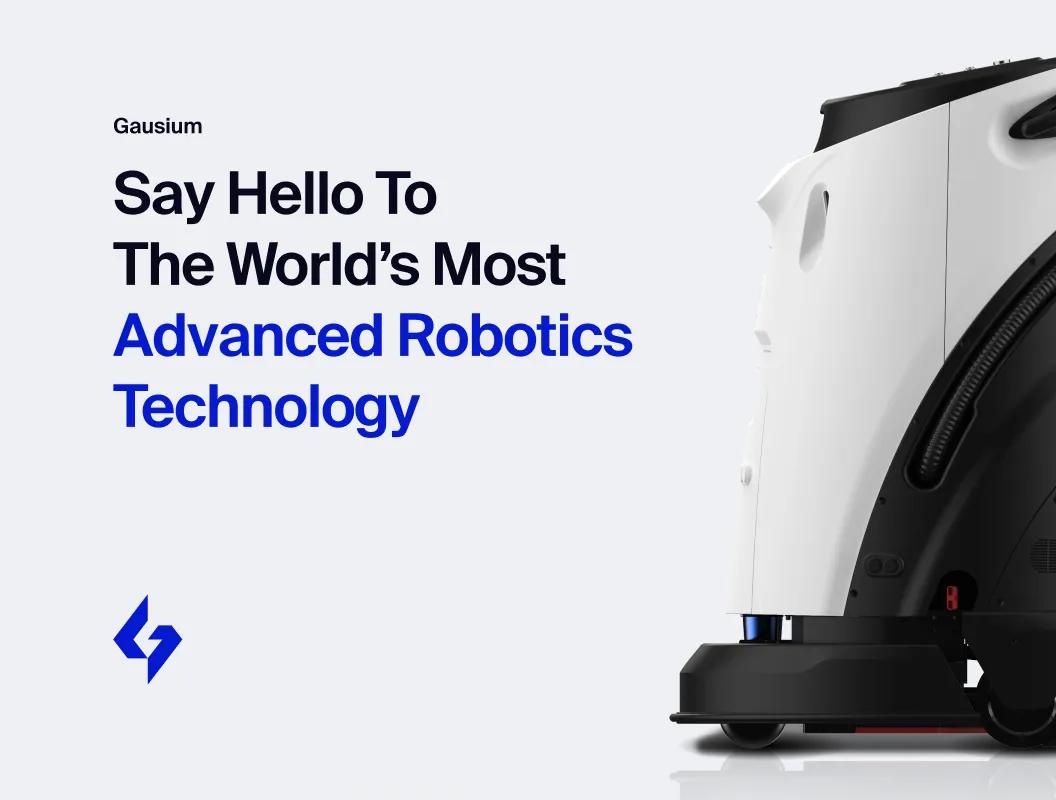 Creative studio robotics technology website with advanced robot design and bold headline.