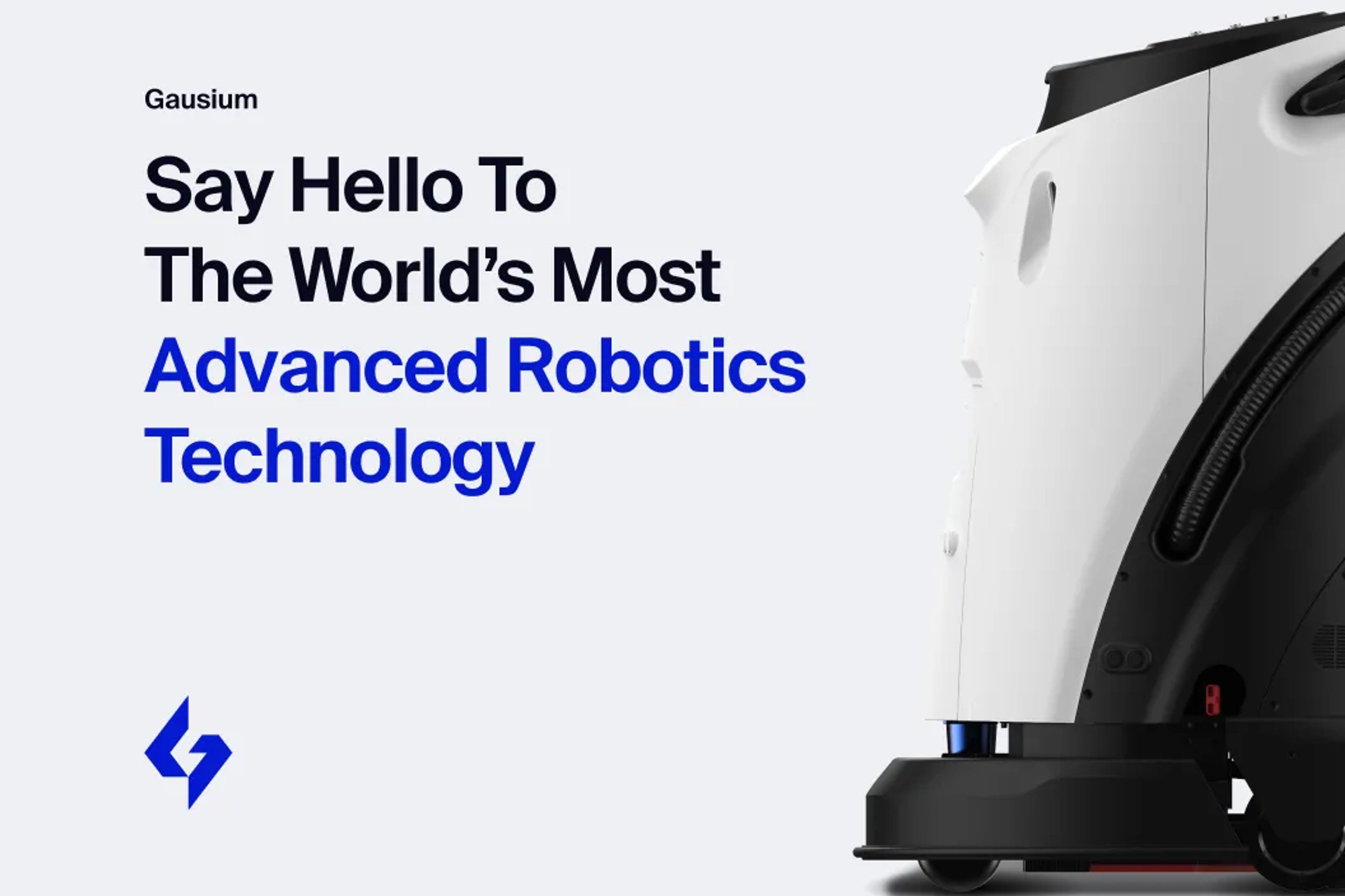 Creative studio robotics technology website with advanced robot design and bold headline.