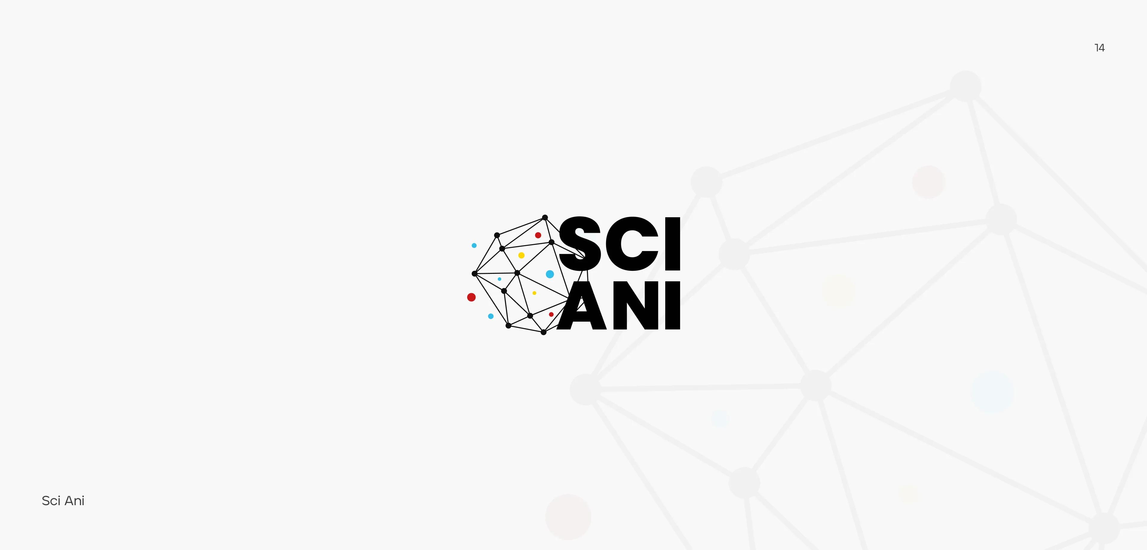 Sci Ani logo: geometric network sphere with colored dots beside bold black lettering
