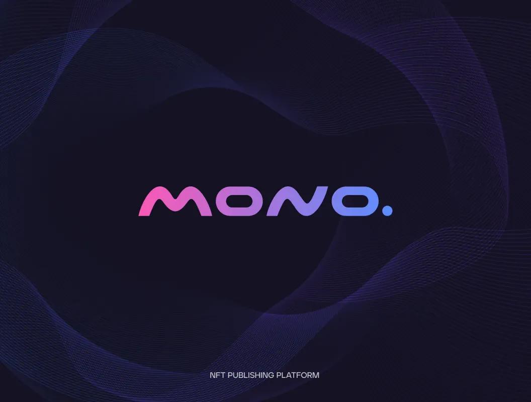 Mono creative design and development studio NFT publishing platform logo on dark background