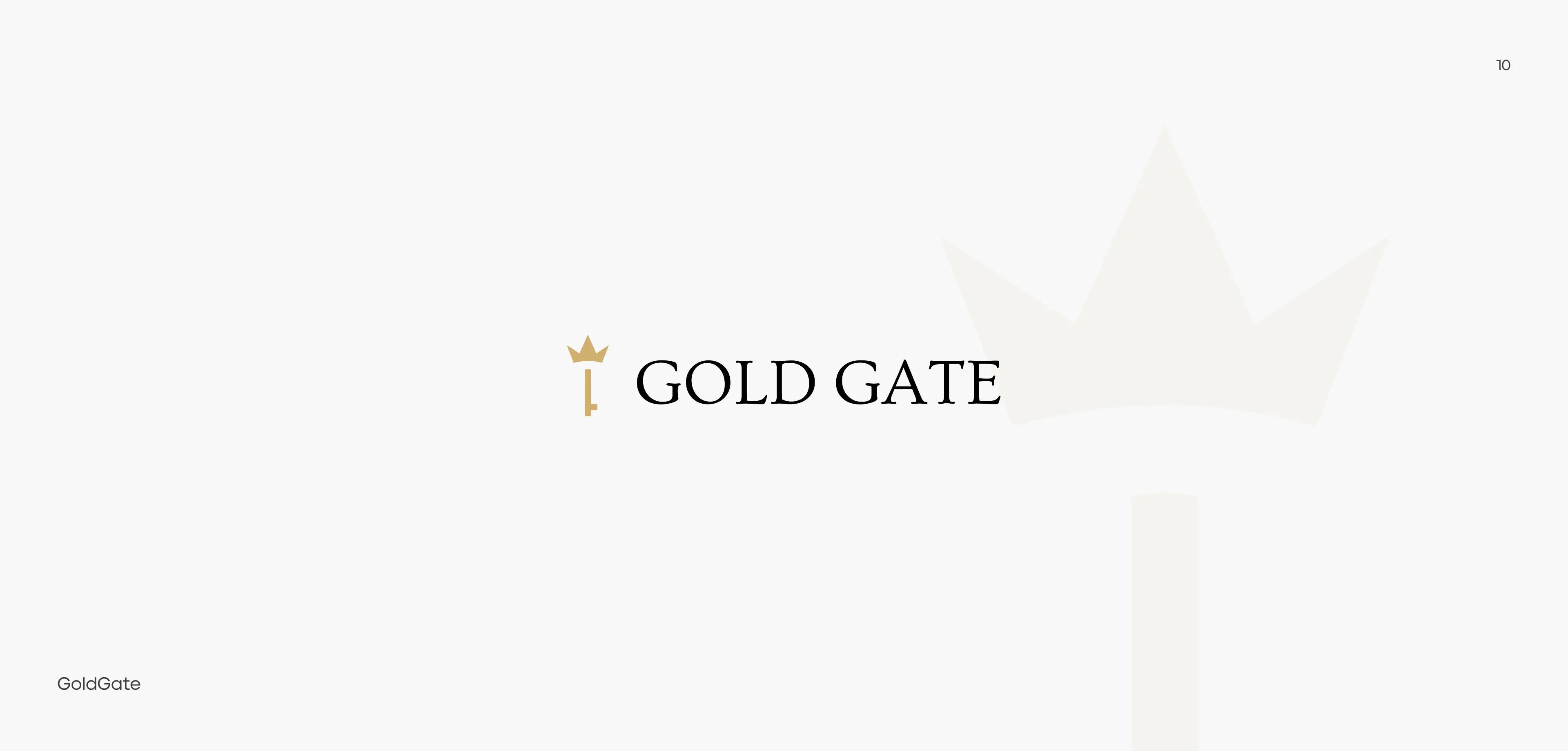 Gold Gate logo: gold crowned key beside a black serif wordmark