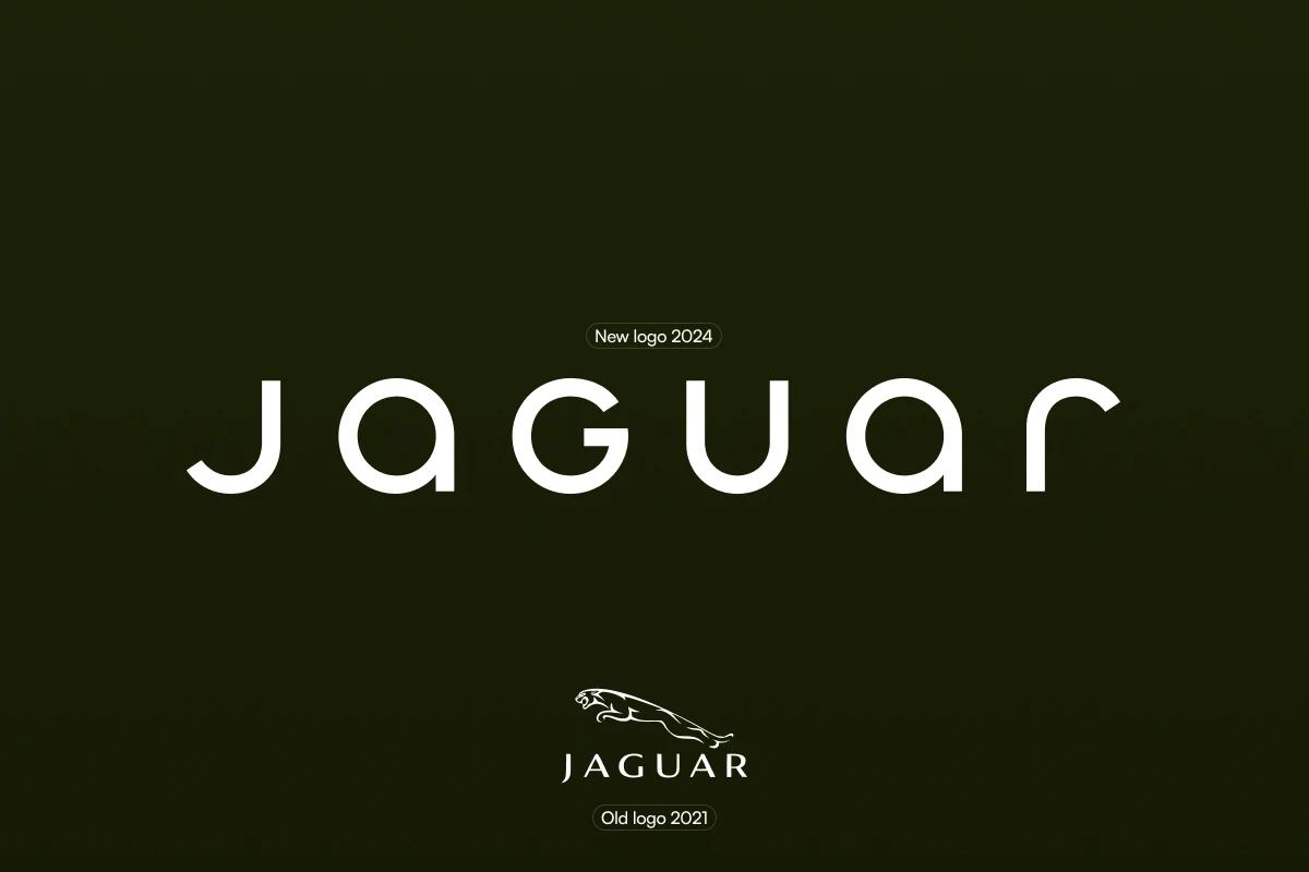 Jaguar's 2024 rebranding: minimalistic wordmark replacing the iconic leaping cat logo from 2021.