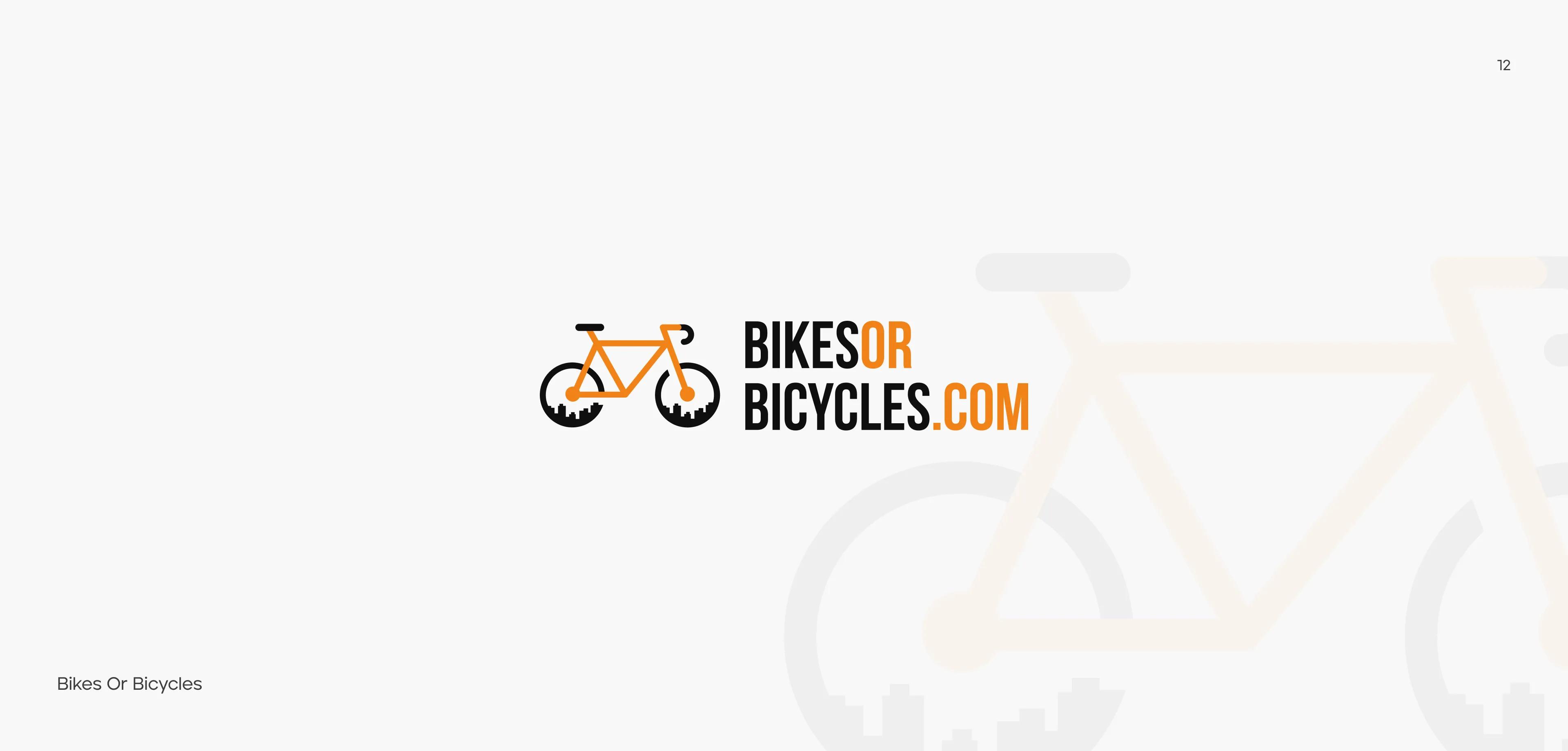 BikesOrBicycles.com logo: orange bicycle icon with a city skyline in the wheels