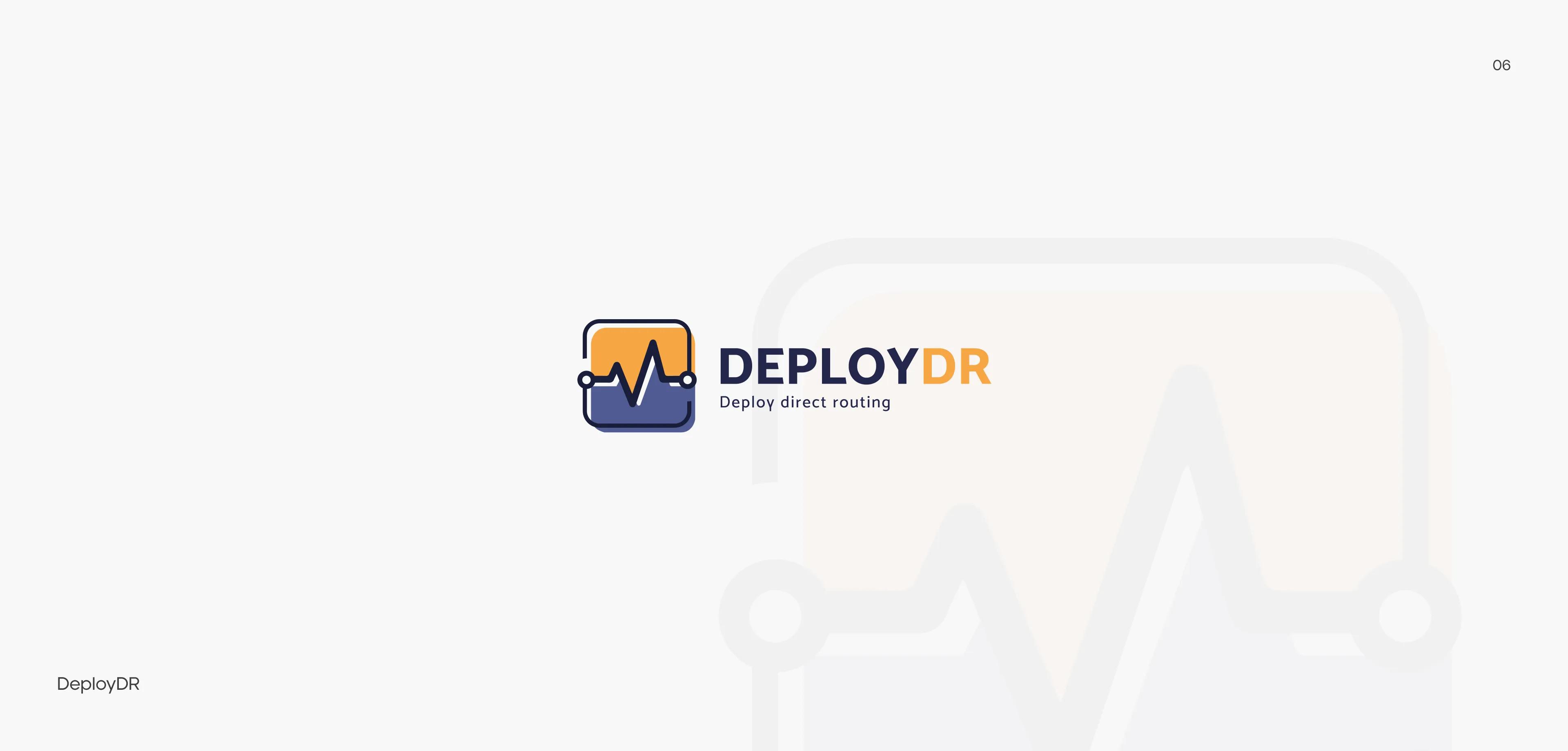 DeployDR logo: heartbeat-line monitor icon in orange and indigo with the tagline Deploy direct routing