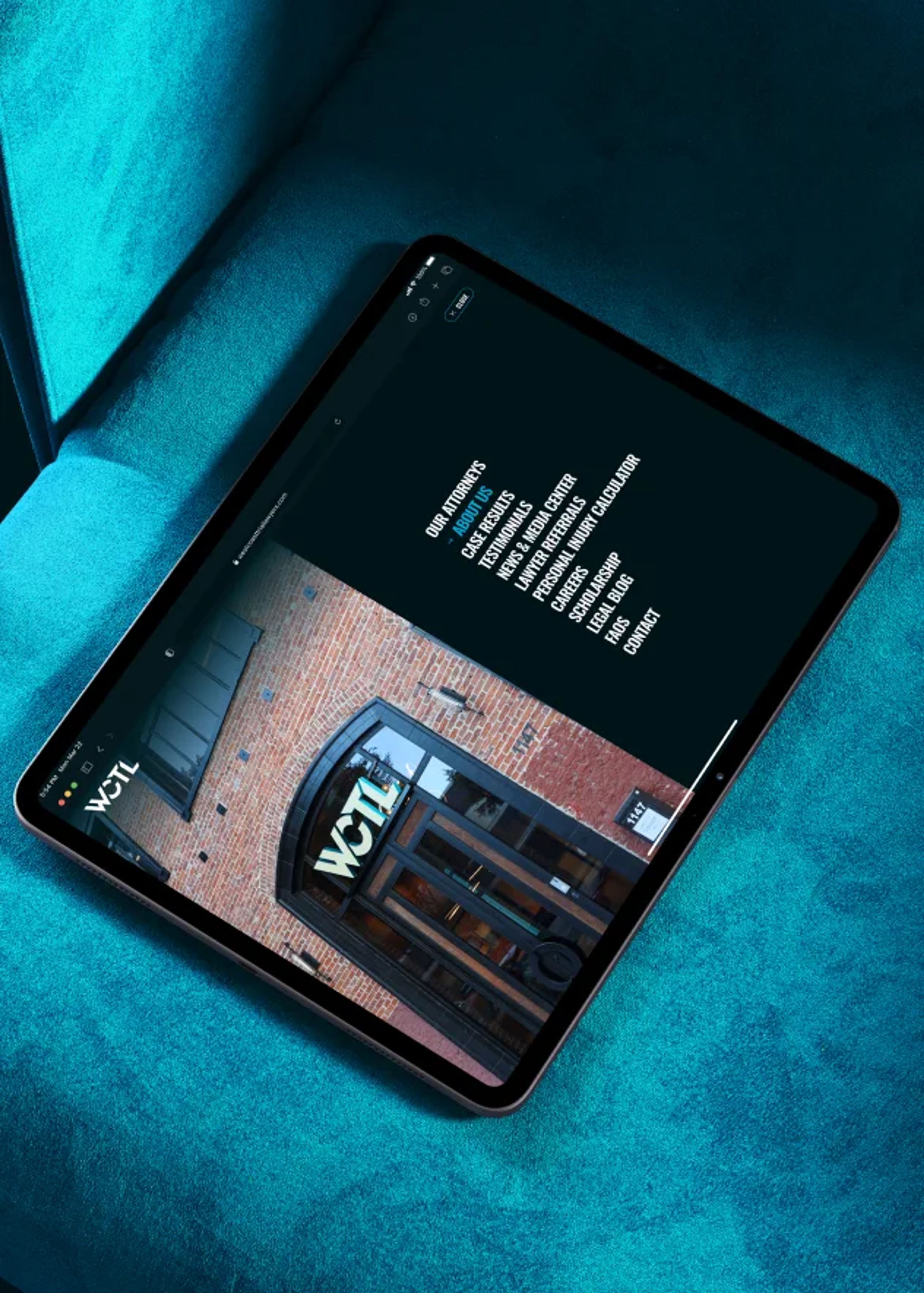 Tablet showing the WCTL website.
