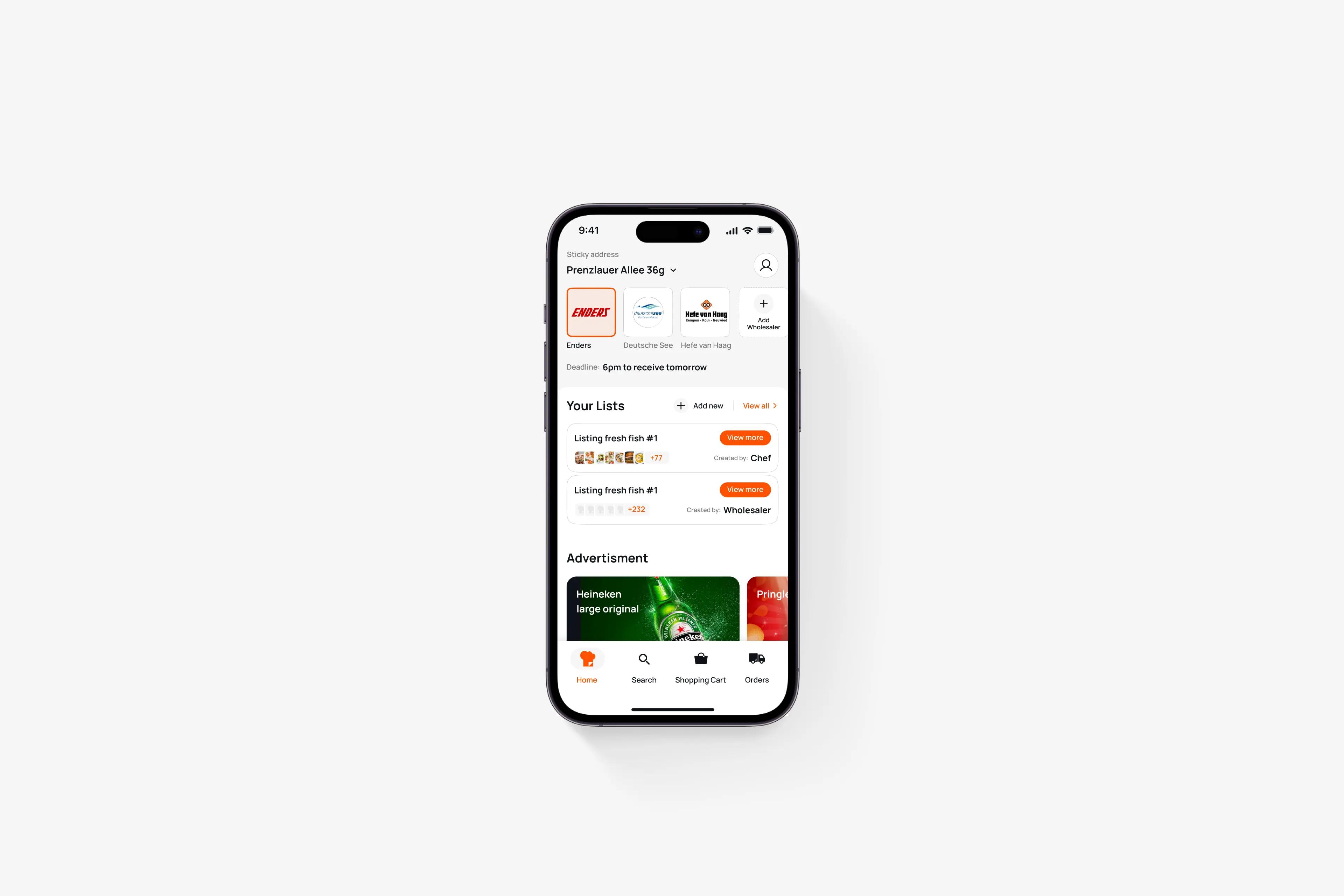 ChefsList app home screen on a single iPhone mockup