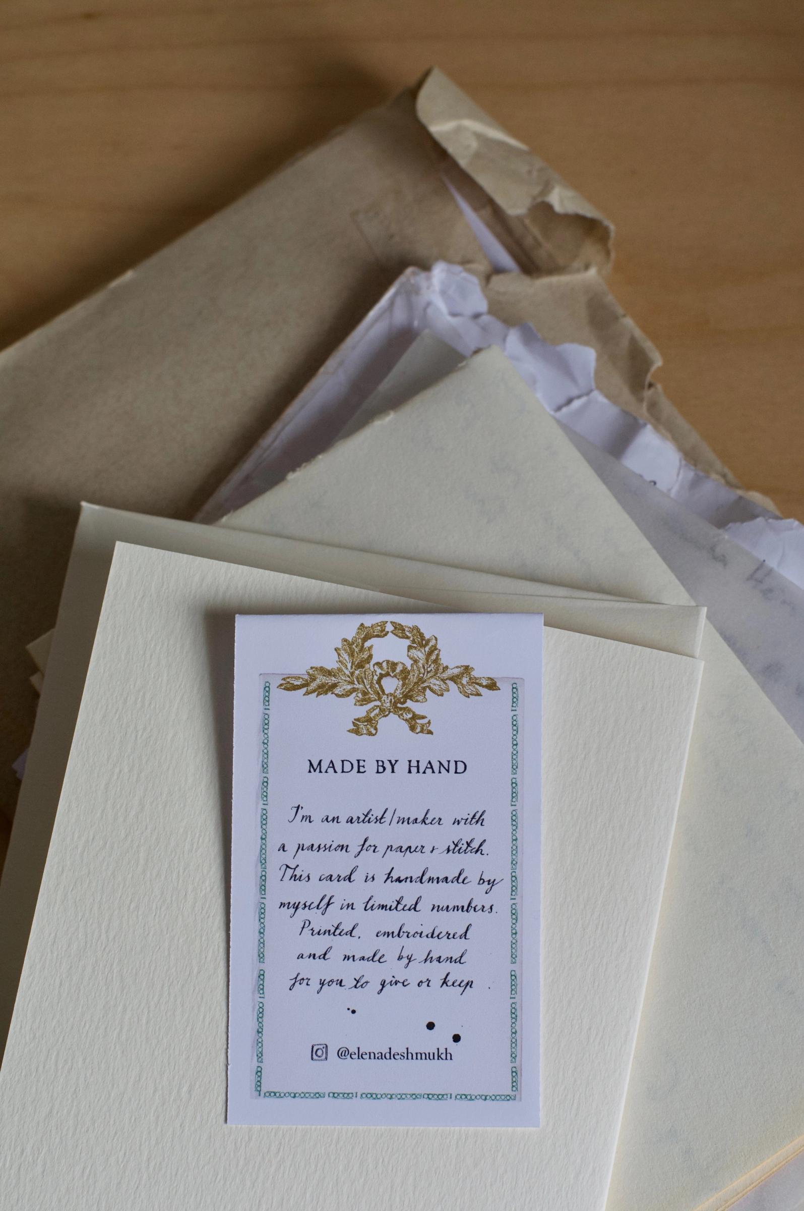 A minimalist hand made greeting card