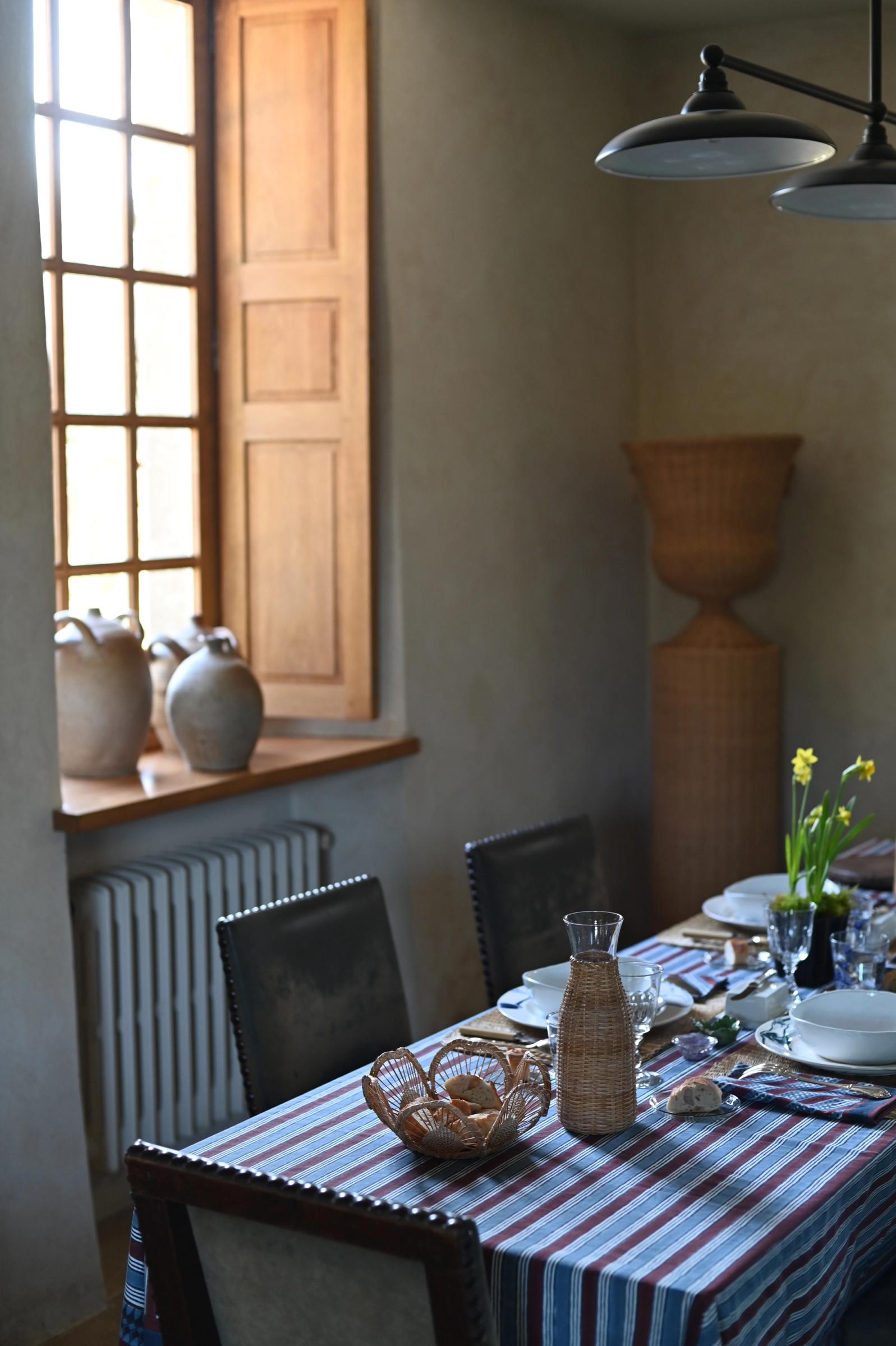 the dining table set for lunch