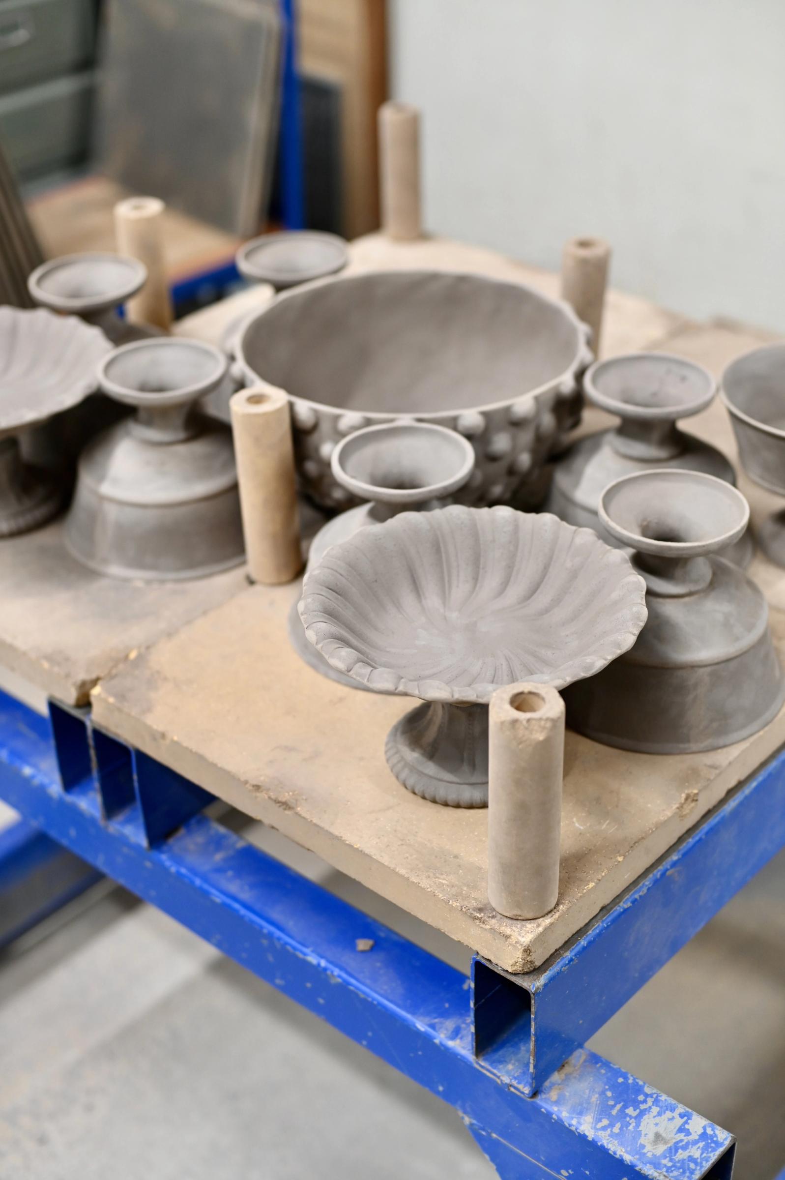 Astier de Villatte process - raw clay objects air drying