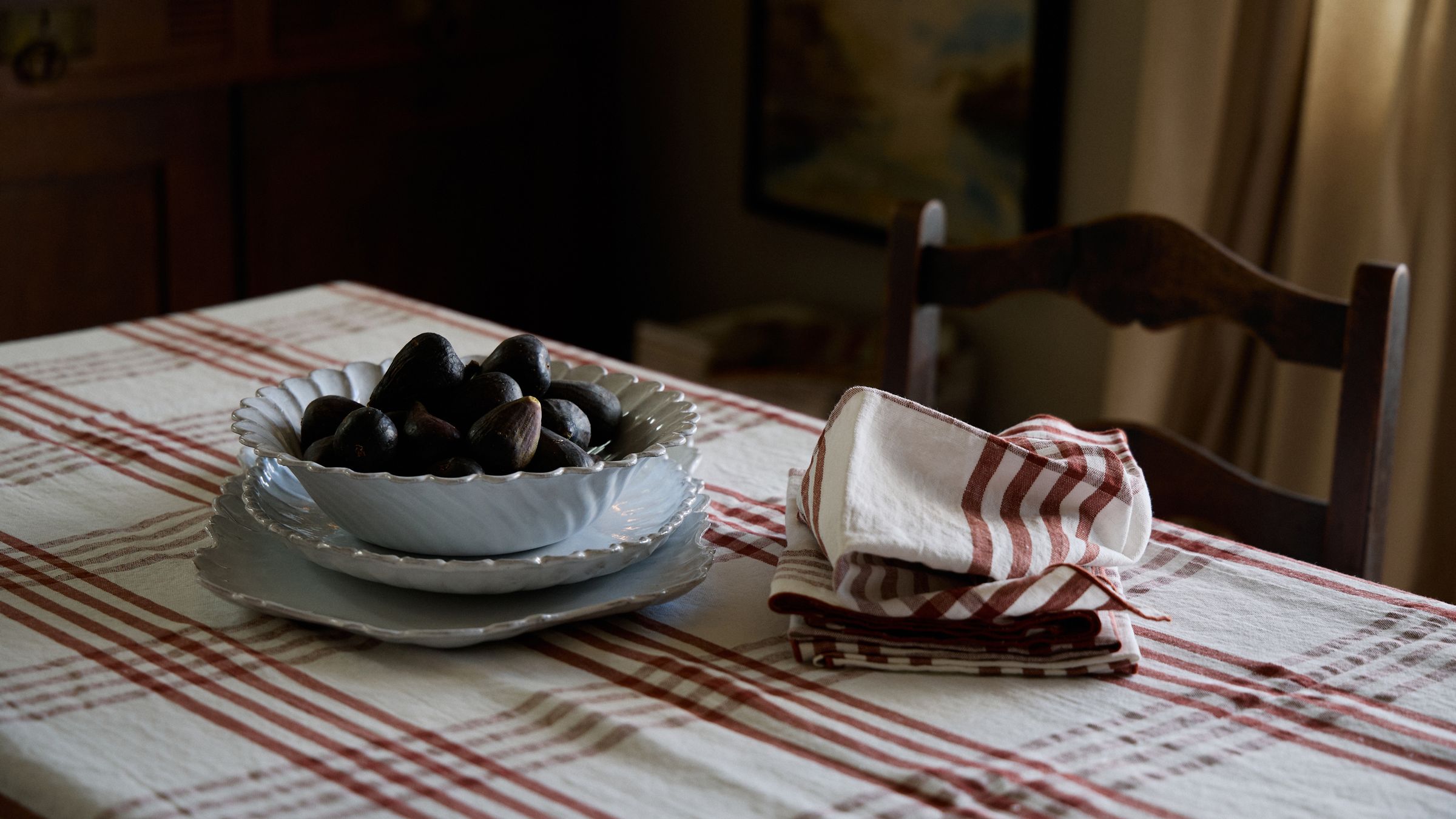 Astier de Villatte platter and bowls with fresh figs